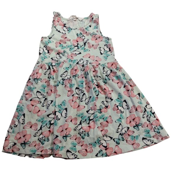 👣 5/$25 - Pink/Aqua Butterfly Print Sundress - Picture 1 of 1